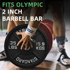 Fitvids Olympic Cast Iron 2-Inch Weight Plate for Strength Training & Weightlifting, Multiple Weights Available, 35LB (Pair)