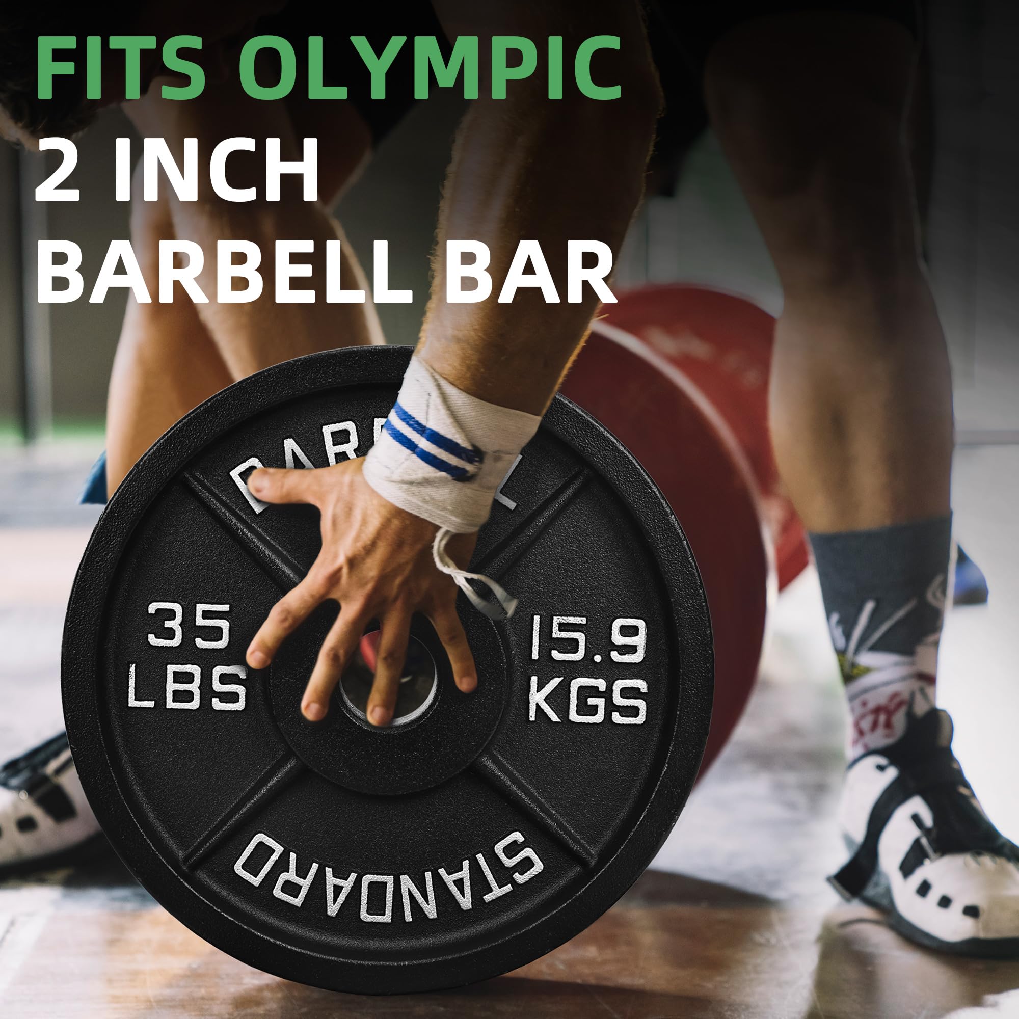 Fitvids Olympic Cast Iron 2-Inch Weight Plate for Strength Training & Weightlifting, Multiple Weights Available, 35LB (Pair)