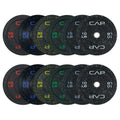 CAP Barbell Economy - Speckled Olympic Bumper Plate Set with Color Logo, Black, 370 lbs Set