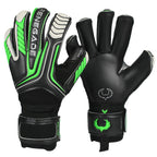 Renegade Gk Vulcan Abyss Goalie Gloves With Pro-Tek Fingersaves | 3.5+3Mm Hyper Grip & 4Mm Duratek | Black & Green Soccer Goalke
