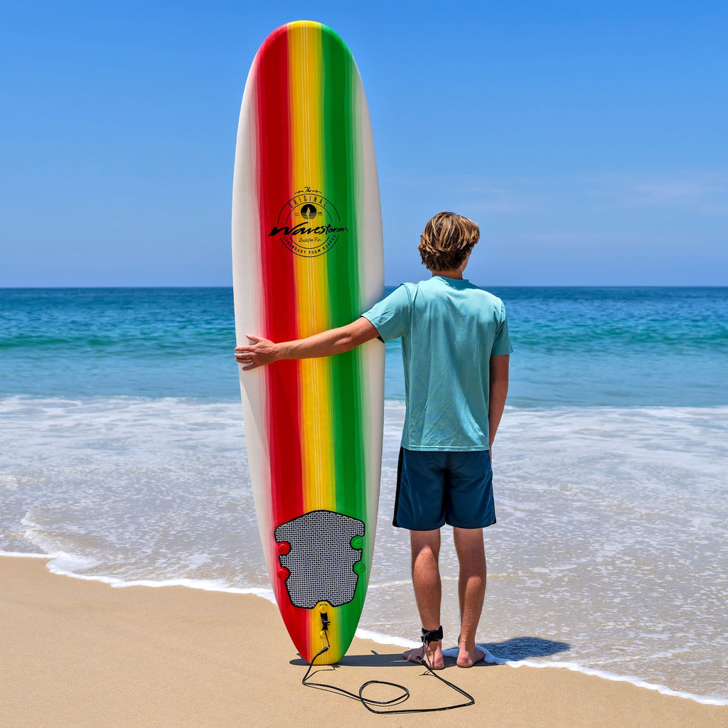 WAVESTORM Classic Soft Top Foam 8ft Surfboard (Rasta