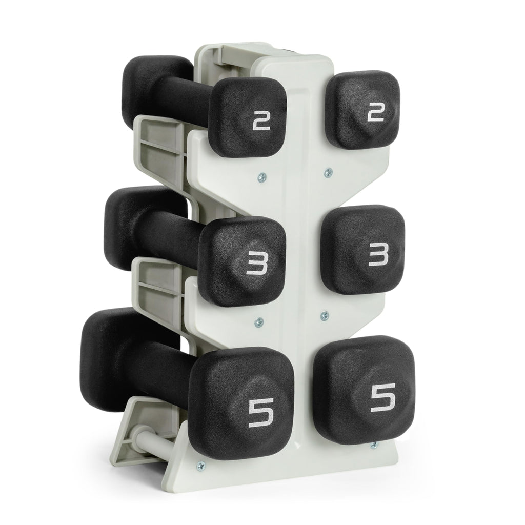 Tone Fitness 20 LB Neoprene Dumbbell Set with Storage Rack - Non-Slip, Anti-Roll Hand Weights for Home Gym Workouts - Black