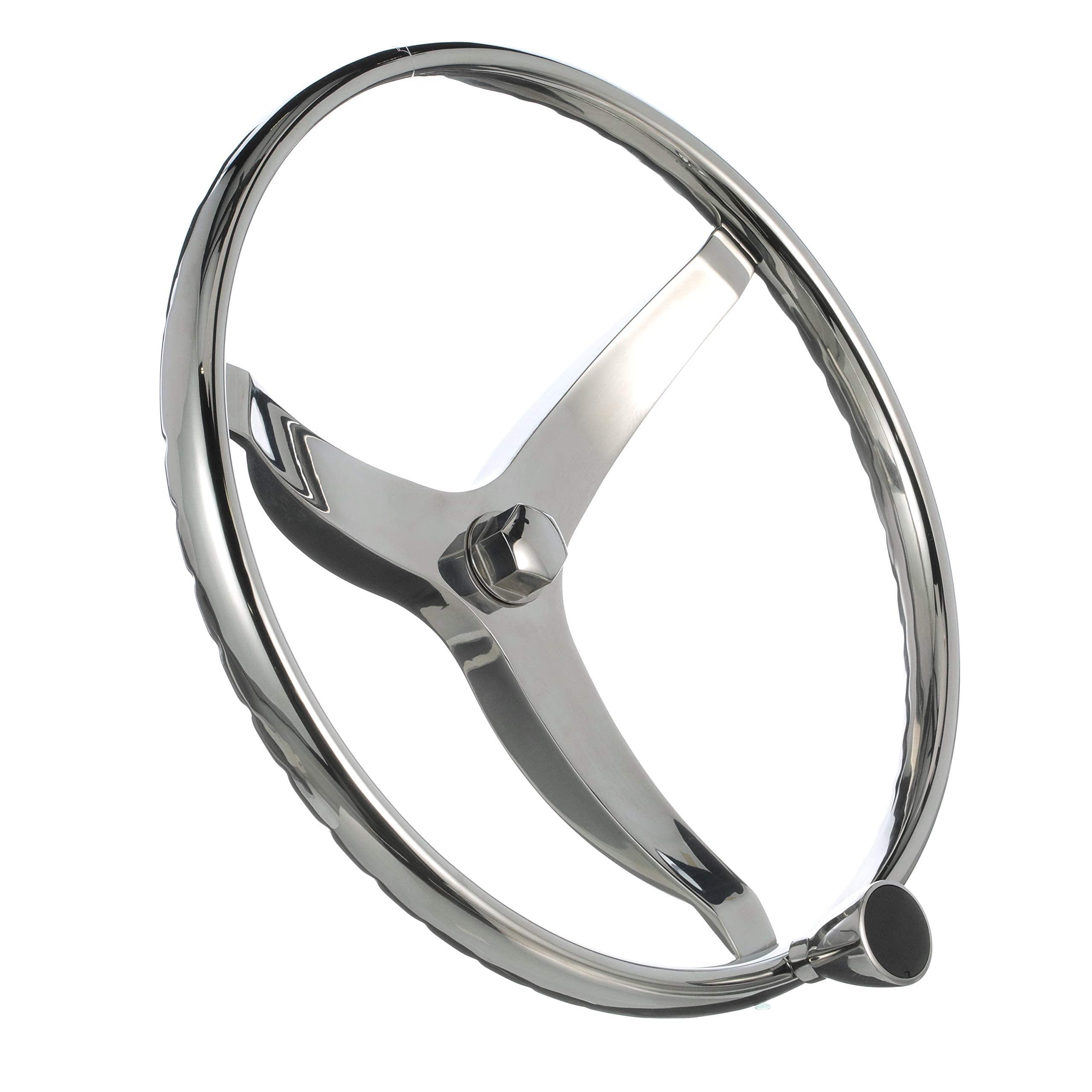 Seachoice 3 Spoke Sports Steering Wheel W/Turning Knob, Fits 3/4 In. Tapered Shaft, 15.5 In. Diameter