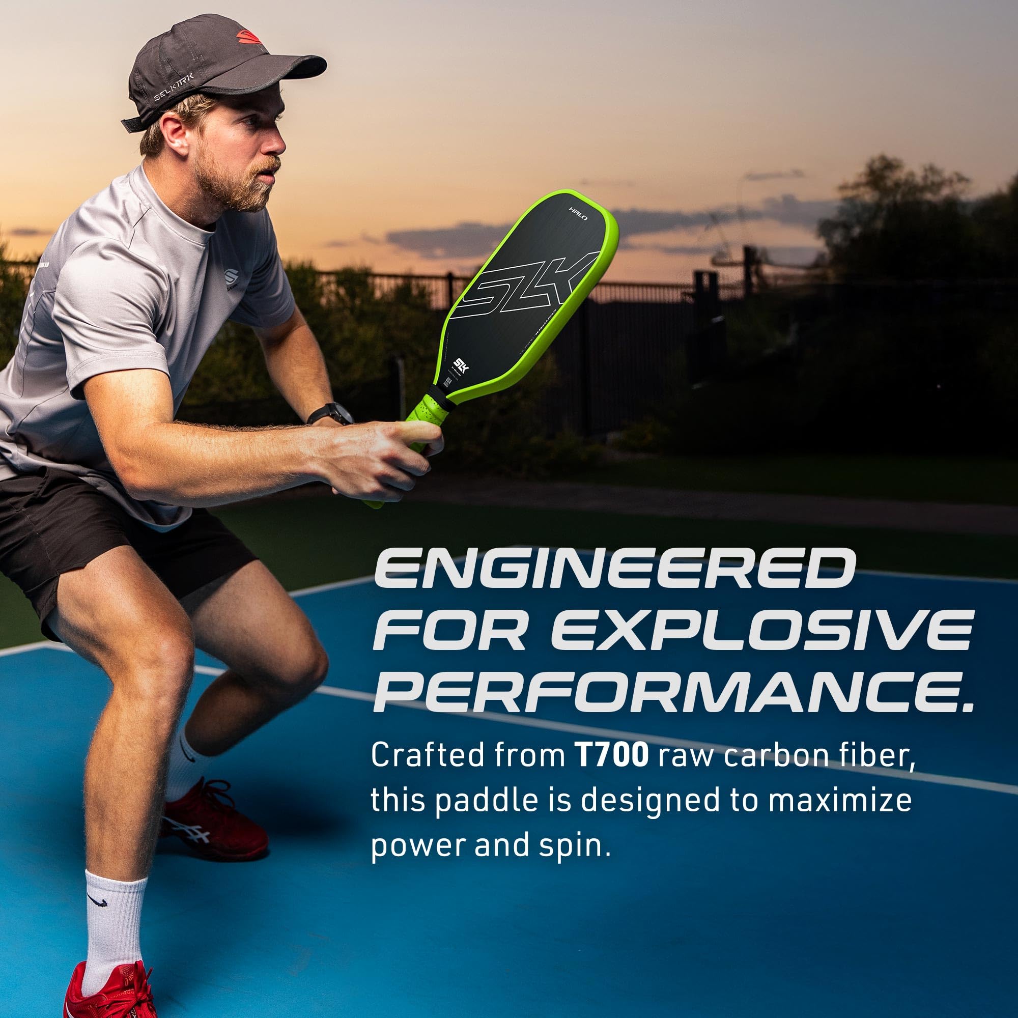 Selkirk Sport Slk Halo Power Xl Pickleball Paddle | Raw Carbon Fiber Pickleball Paddle With A Rev-Core Power Polymer Core | The
