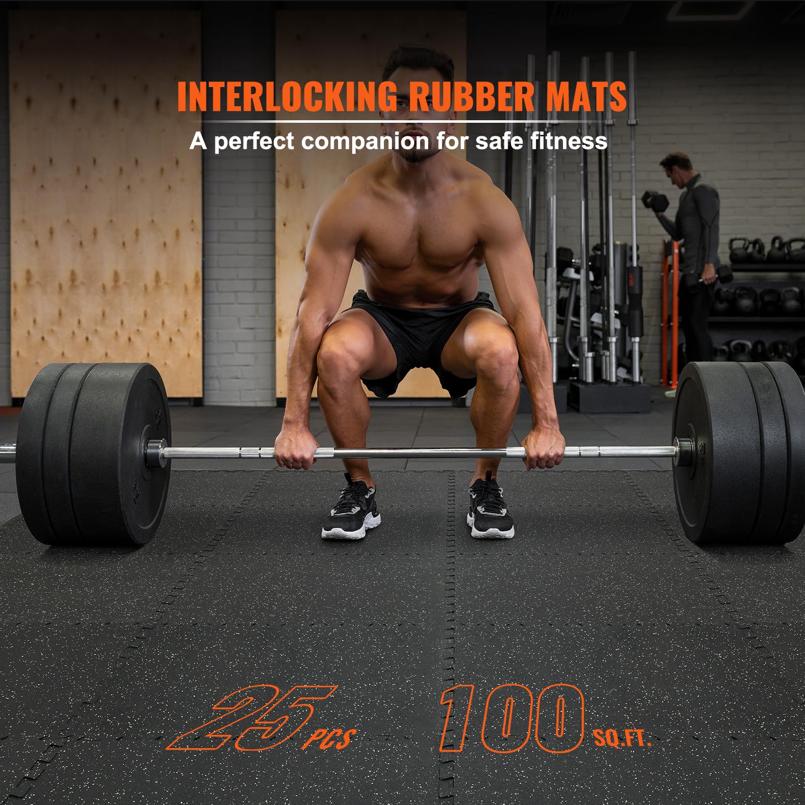 Vevor 25 Pcs 1/2 Inch Thick Gym Floor Mats, 24'' X 24'' Eva Foam & Rubber Top Interlocking Workout Floor Mats With 100 Sq.Ft Cov
