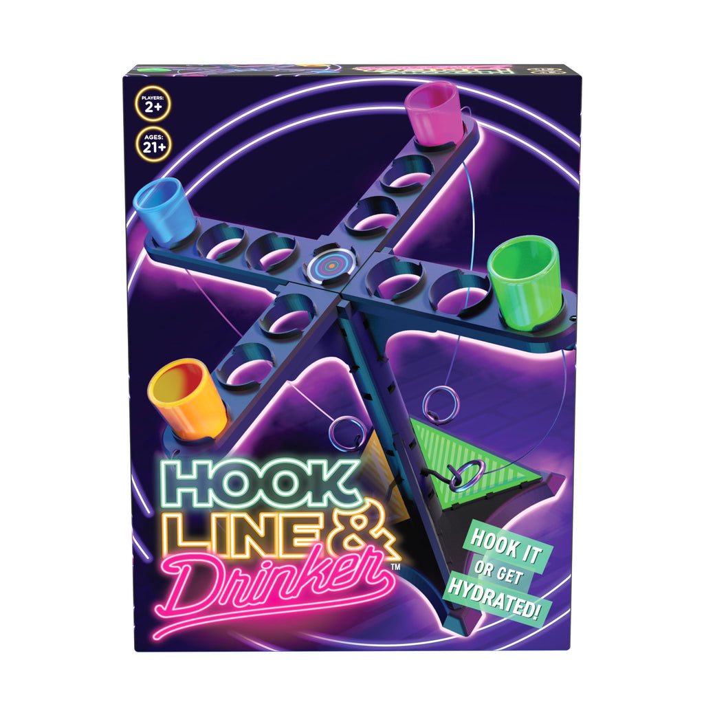 Endless Games Hook Line & Hydration Party Game - Fun Ring Toss Game for Adults | 13 Tower with Shot Glasses | Perfect for Partie
