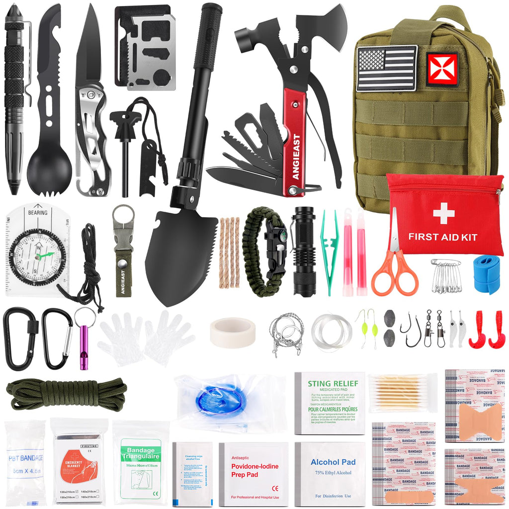 Survival Kit 256 In 1, First Aid Kit Survival Gear Tools Trauma Kit With Molle Pouch For Outdoor, Camping, Hunting, Hiking, Eart