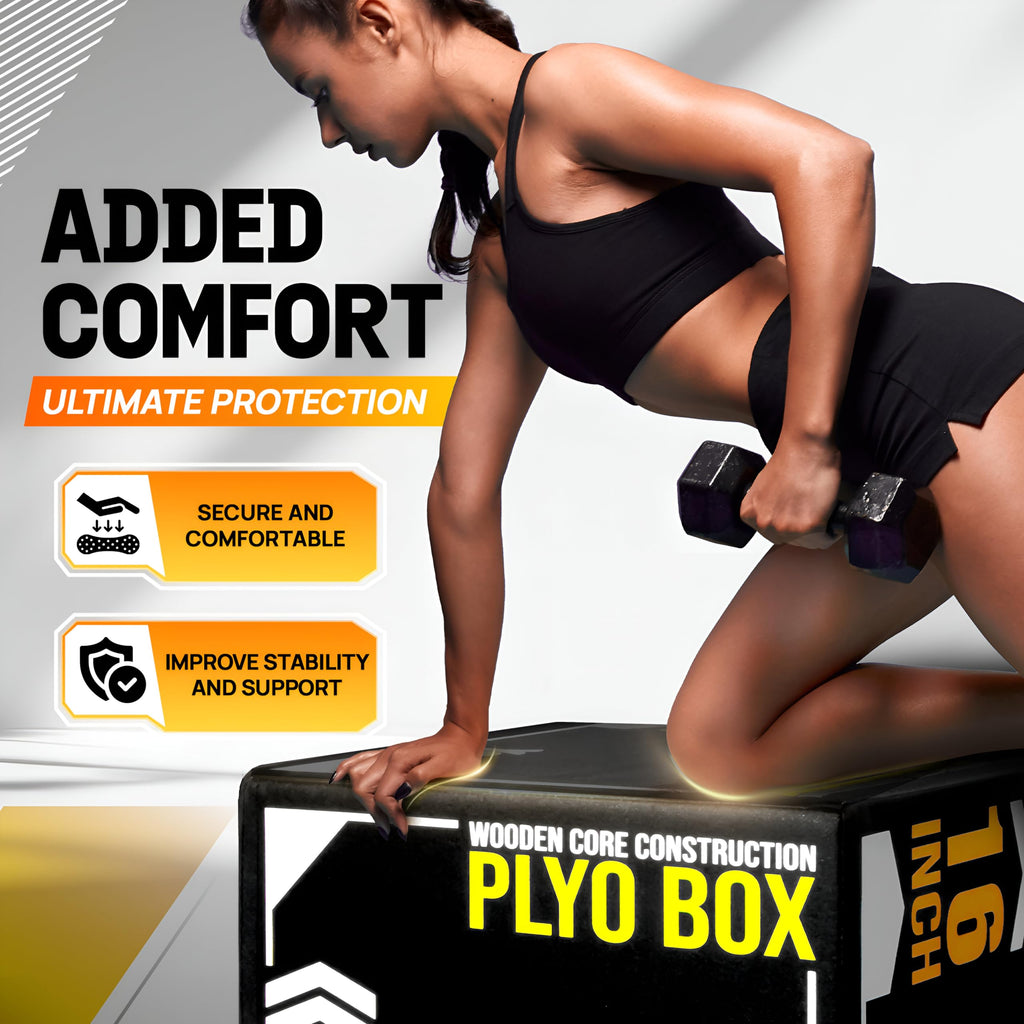 Yes4All 3-In-1 Soft Plyo Box Wooden Core - Safe For Shins - Non-Slip Multi-Use Plyometric Box For Jumping, Conditioning, And Str