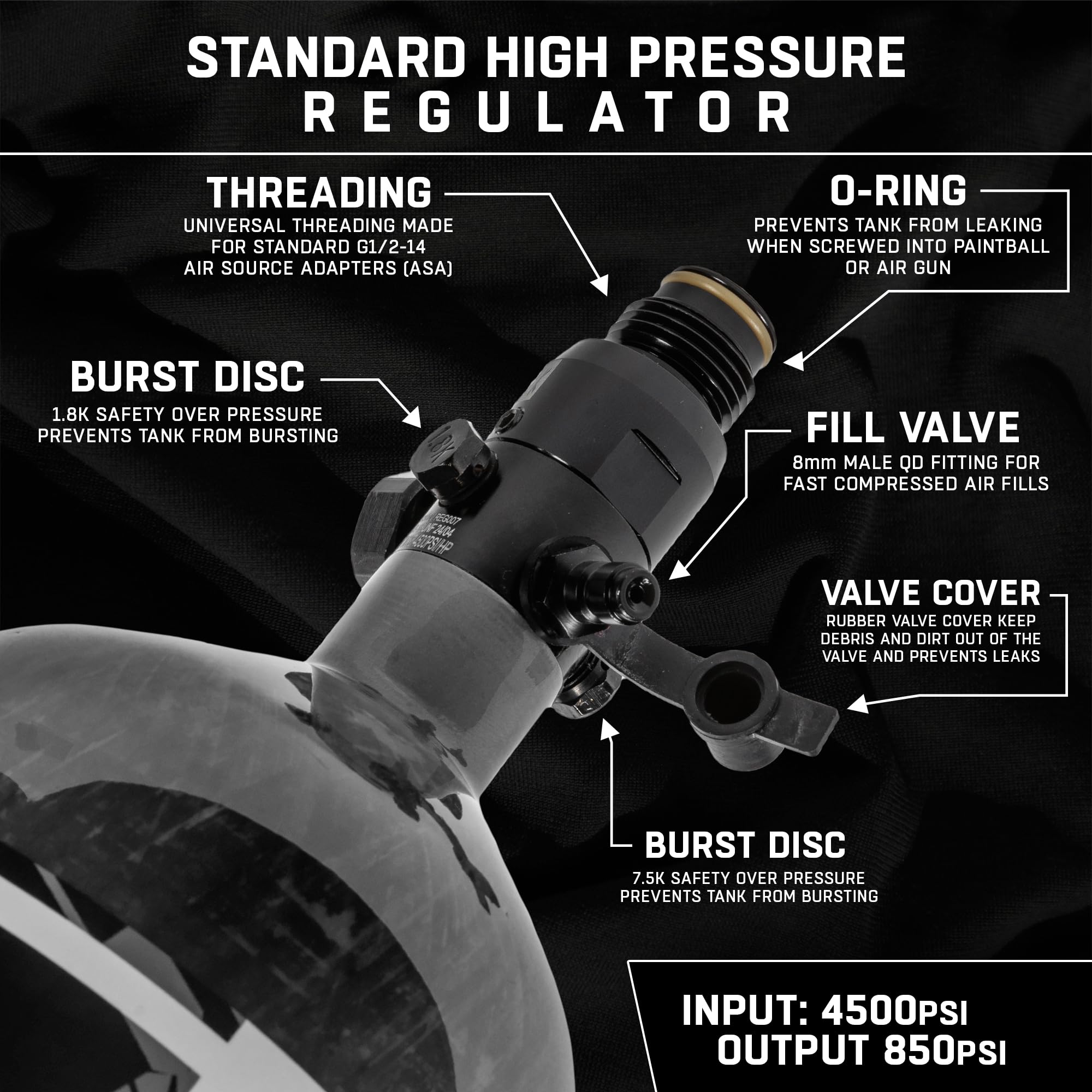 Hk Army 68/4500 Aerolite Hpa Compressed Air Tank System - Clear