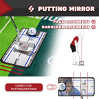 Saplize Two-Speed Golf Putting Practice Mat With Putting Alignment Mirror, 20 In X 10 Ft Putting Training Aid Mat, Anti-Slip Bac