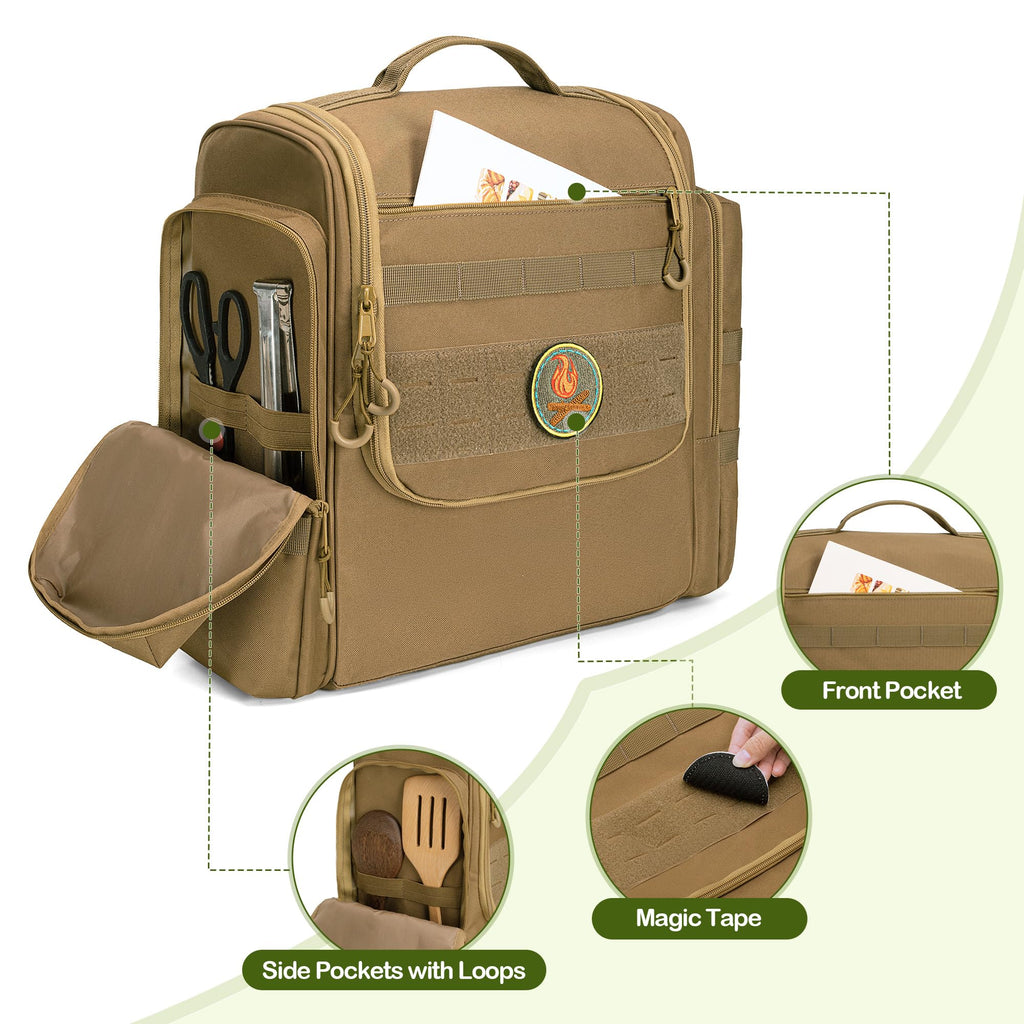 Hodrant Large Tactical Camping Kitchen Organizer, Hanging Cookware Storage Bag With Paper Towel Holder & Multi Pockets, Portable
