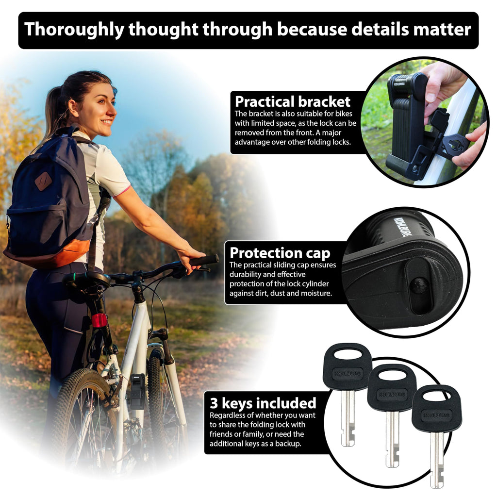 Kohlburg Security Folding Lock - 35 Foldable Bicycle Lock - High German Security Standard - Very Secure Folding Bike Lock - Spec