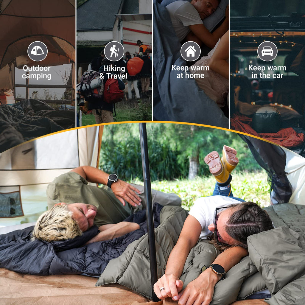 Kingcamp Camping Blanket Lightweight, Multifunctional Warm Puffy Outdoor Blanket With Snap Button, Water Repellent, Packable, Fo