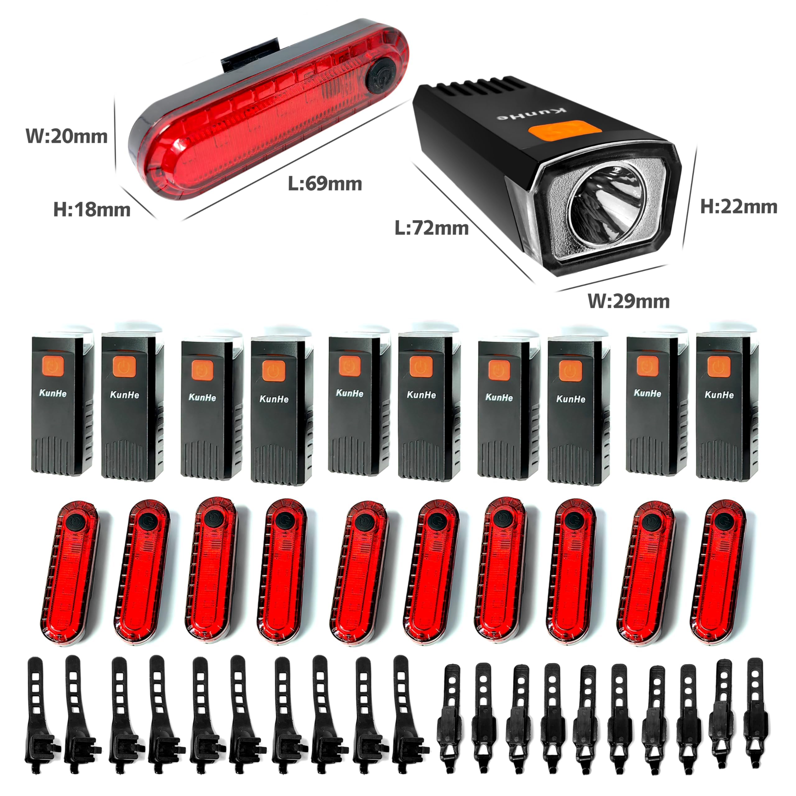 KUNHE 40 Pack USB-C Rechargeable Bike Lights for Night Riding Men Women & Kids 3 Lights Modes Used as a Safety Indicator Light f