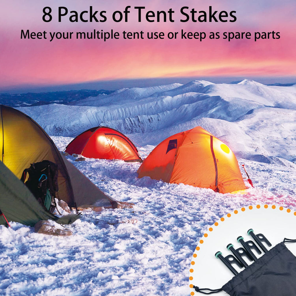 Tent Stakes, 8Pcs 10In Heavy Duty Forged Steel Tent Stakes +Storage Pouch, Metal Tent Stakes, Metal Stakes For Tent Used On Rock
