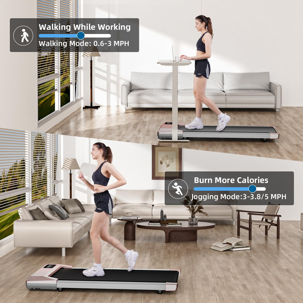 Deerrun Walking Pad With Dumbbell Weight Sets Of 2, Smart App Home Gym Equipment, 2.5Hp Quiet Led Display & Remote Control Porta