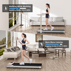 Deerrun Walking Pad With Dumbbell Weight Sets Of 2, Smart App Home Gym Equipment, 2.5Hp Quiet Led Display & Remote Control Porta