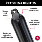Taylor Made Products 31722 Hull Gard Inflatable Vinyl Boat Fender, 5.5 X 20 Inch, Black