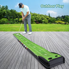 Losbenco Golf Putting Green Mat With Putter And 6 Golf Balls, Golf Putting Practice Mat Equipment With Auto Ball Return System F