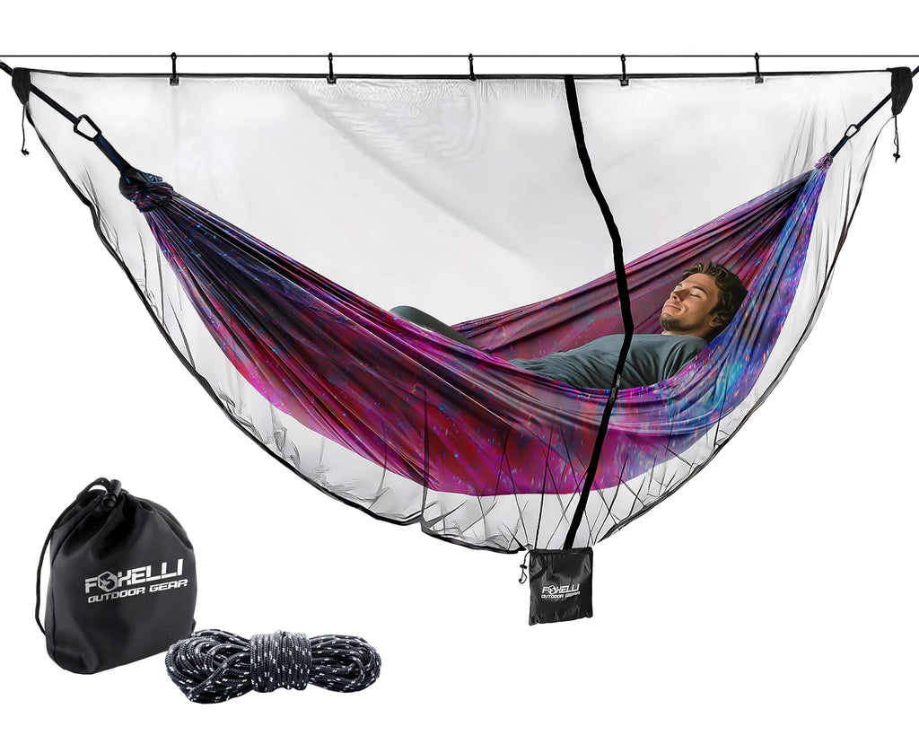 Foxelli Xl Hammock Net - 12Ft Net For Hammocks, Lightweight Portable Hammock Netting, Fast And Easy Set Up, Fits All Camping Ham
