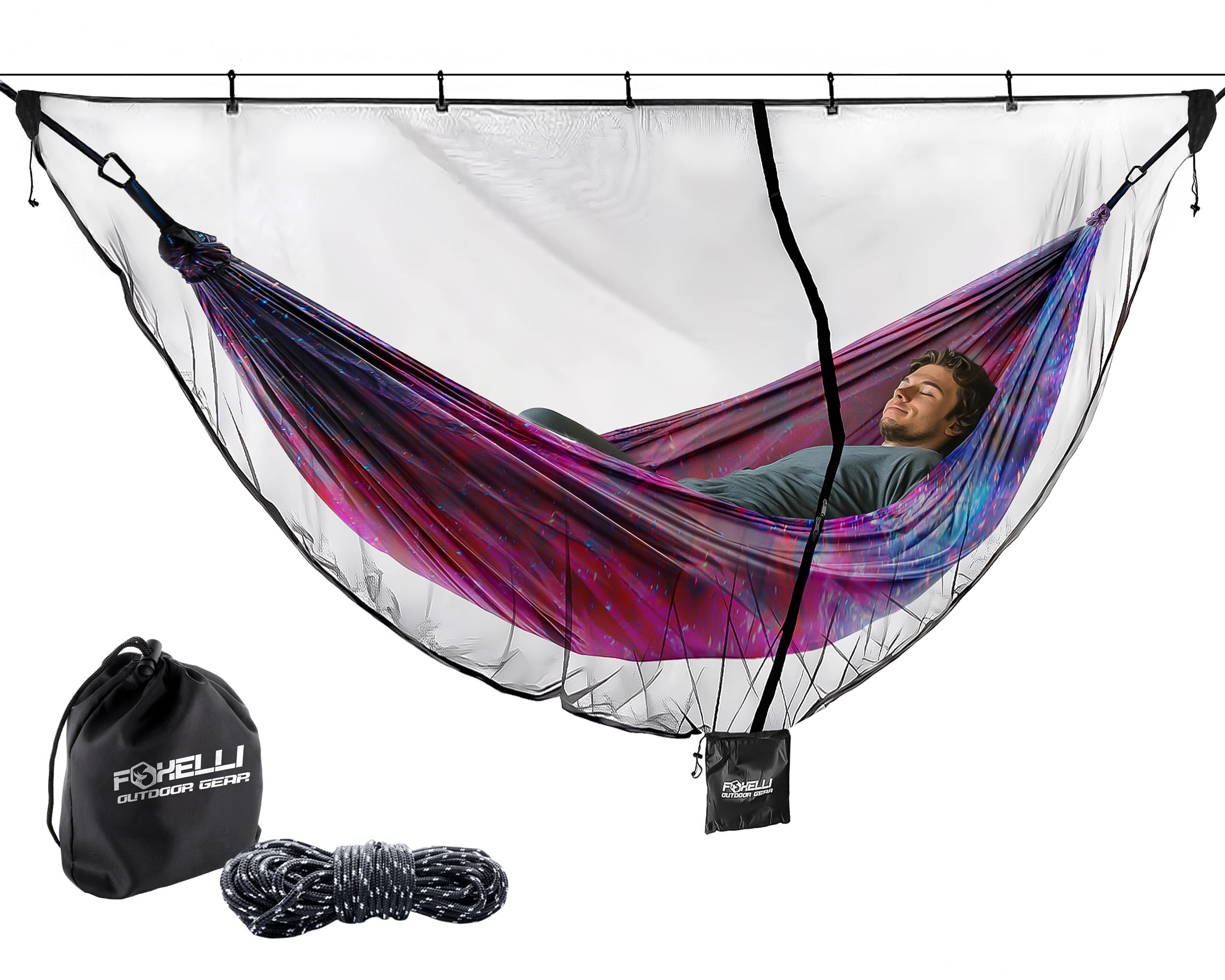 Foxelli Xl Hammock Net - 12Ft Net For Hammocks, Lightweight Portable Hammock Netting, Fast And Easy Set Up, Fits All Camping Ham