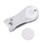 Mile High Life All Metal Foldable Golf Divot Tool With Pop-Up Button & Magnetic Ball Marker (Silver Bone)