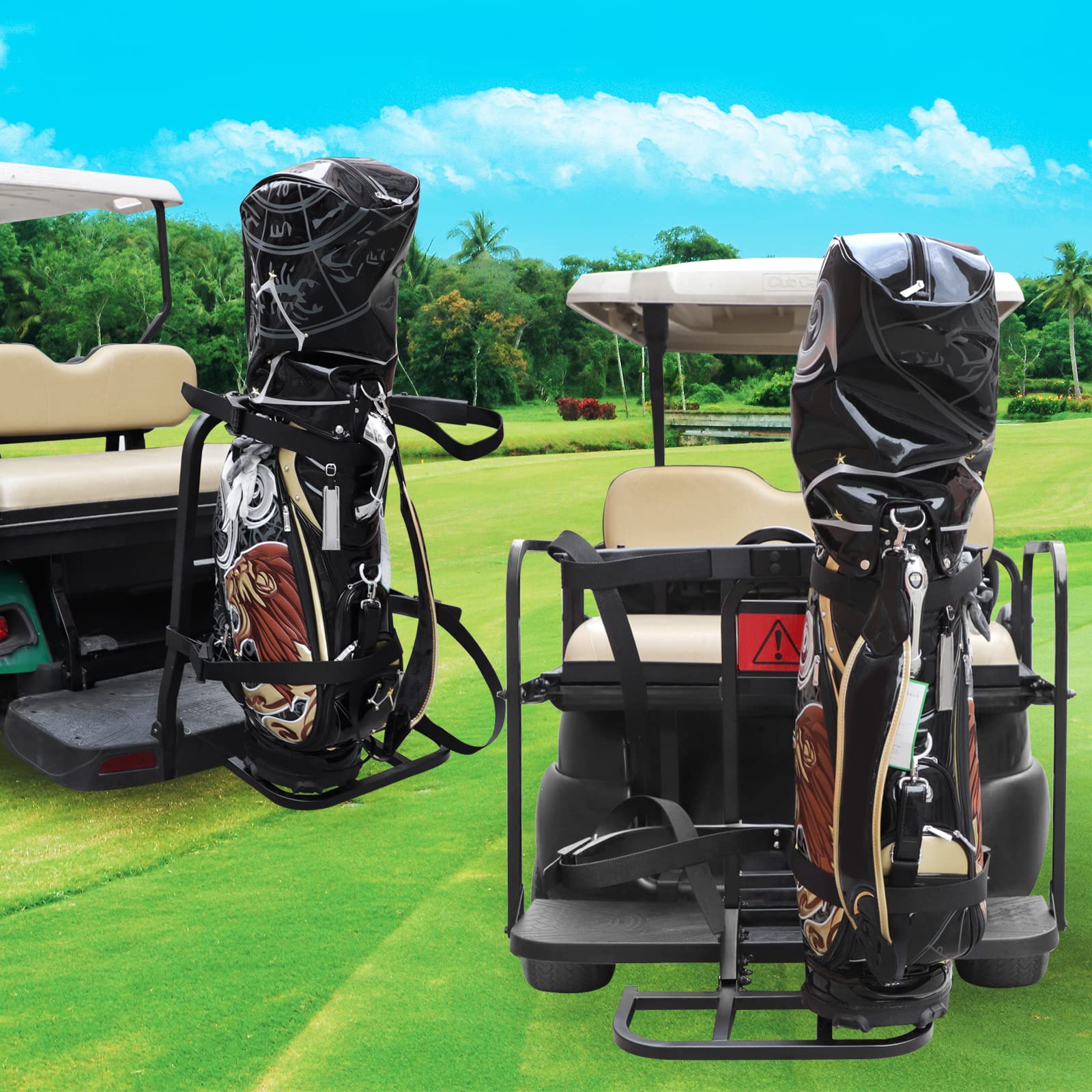 Roykaw Universal Golf Cart Rear Seat Bag Holder Compatible With Ezgo/Club Car/Yamaha Golf Cart With Rear Seat Grab Bar, Upgrade