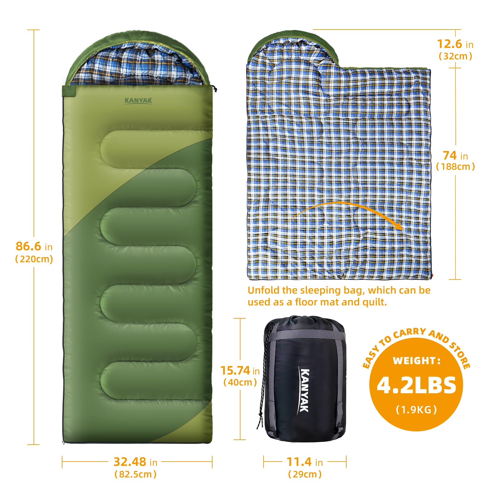 Sleeping Bags For Adults Backpacking Lightweight Waterproof Cold Weather Sleeping Bag For Girls Boys Mens For Warm Camping Hikin