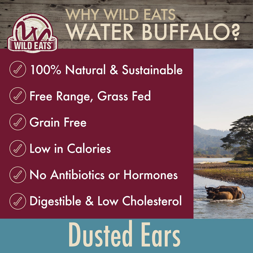 Wild Eats Water Buffalo All Natural Dusted Ear Dog Chews, Dog Treats  Dog Snacks - 20 Piece Value Pack (Grain Free Dog Treats -