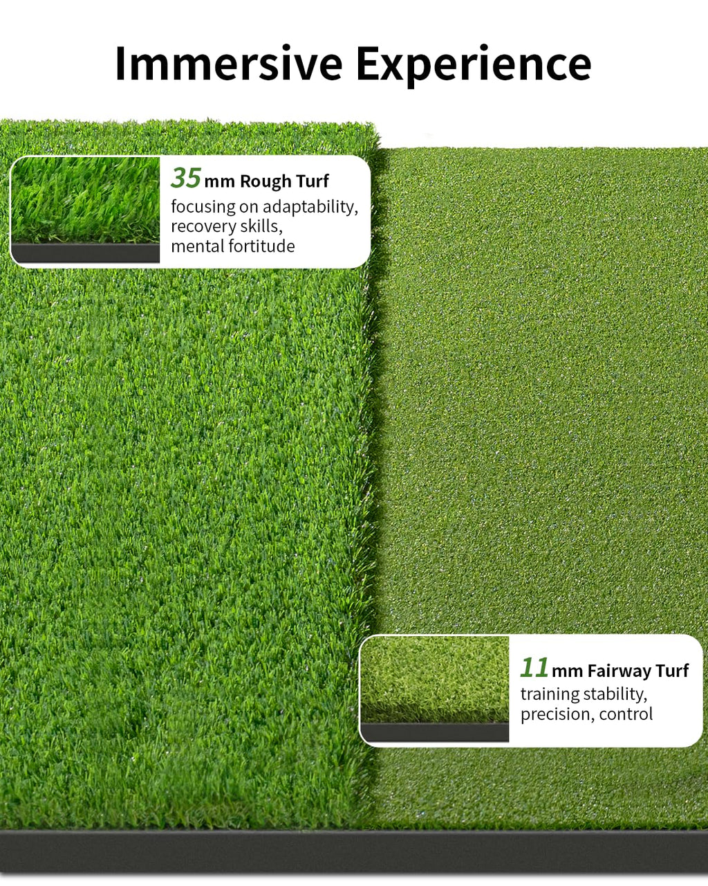 5.2x4FT 21-45mm Dual-Turf Golf Mat with Ball Tray, Thickened Golf Hitting Mat with 9 Hitting Holes, Alignment Aid, 10mm Thick Pr