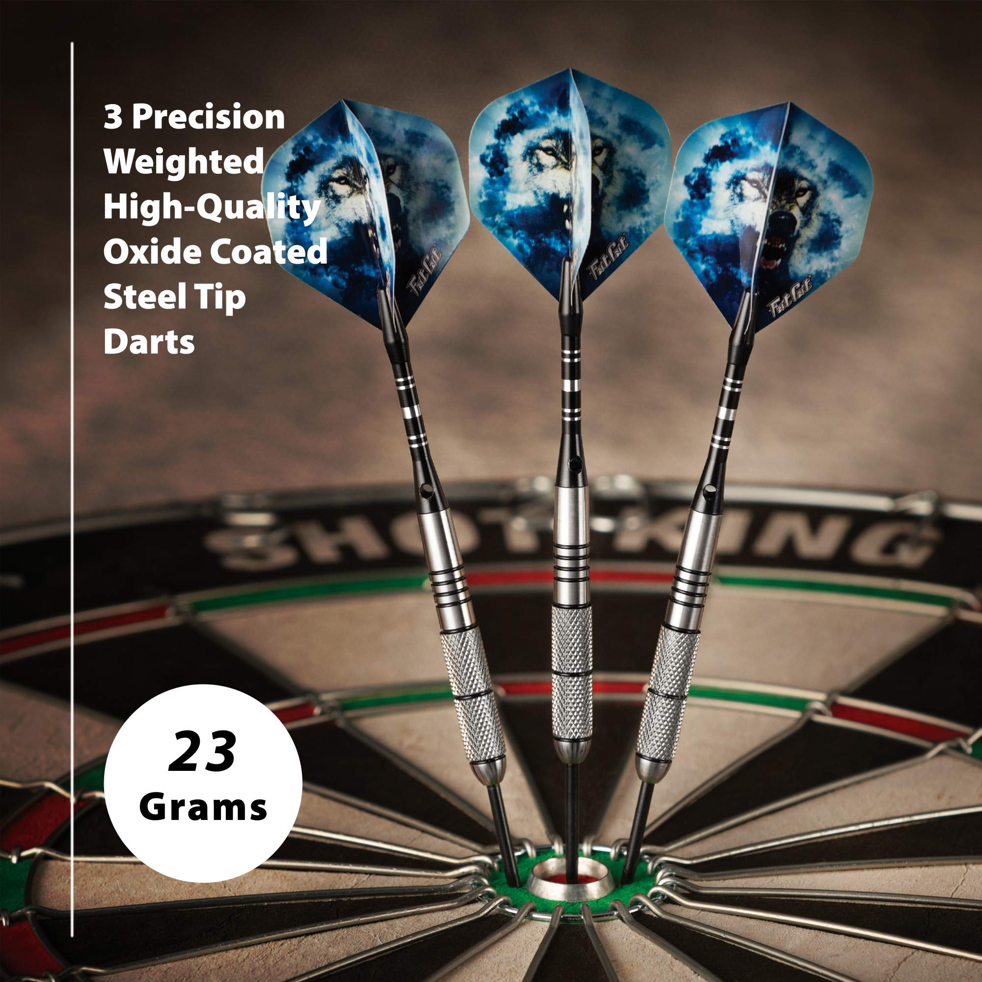 Fat Cat Predator 80% Tungsten Steel Tip Darts With Storage/Travel Case, 23 Grams