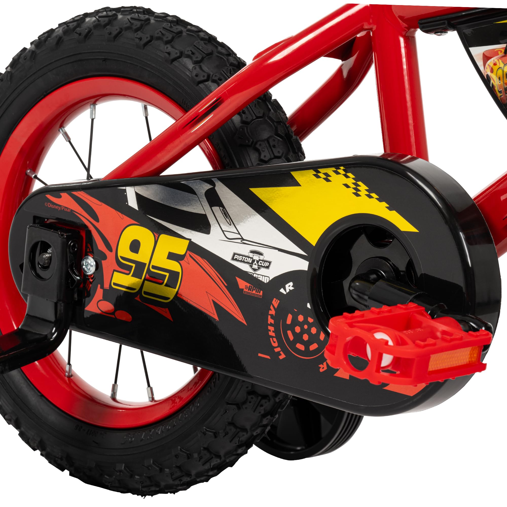 Huffy Disney Pixar Cars 12 Inch Kids Bike, Ideal for Ages 3-5 Years Old, Training Wheels Included, EZ Build Assembly, Fun and P