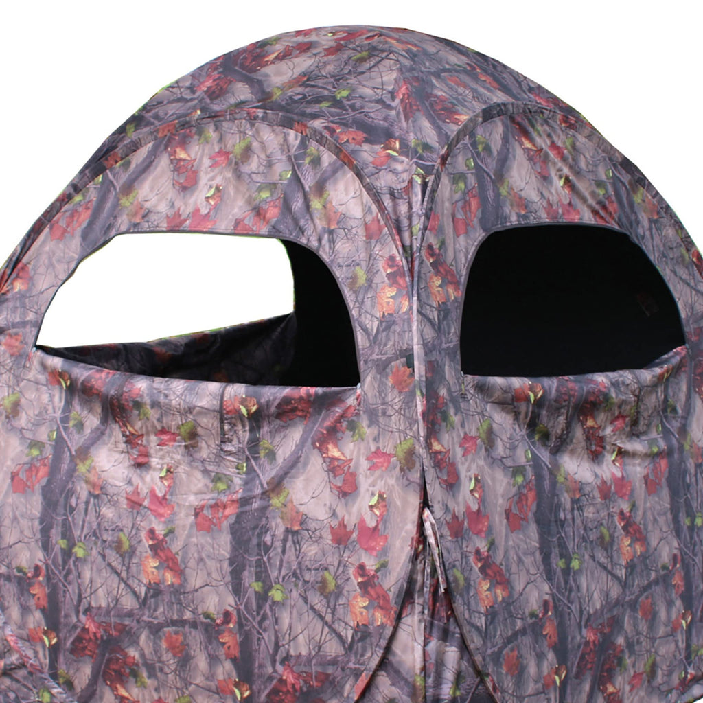 Hme Spring Steel Unisex Portable 2 Person Pop Up Jm Camo Bow Shooting Deer Hunting Hub Ground Blind With Full-Width Windows & Si