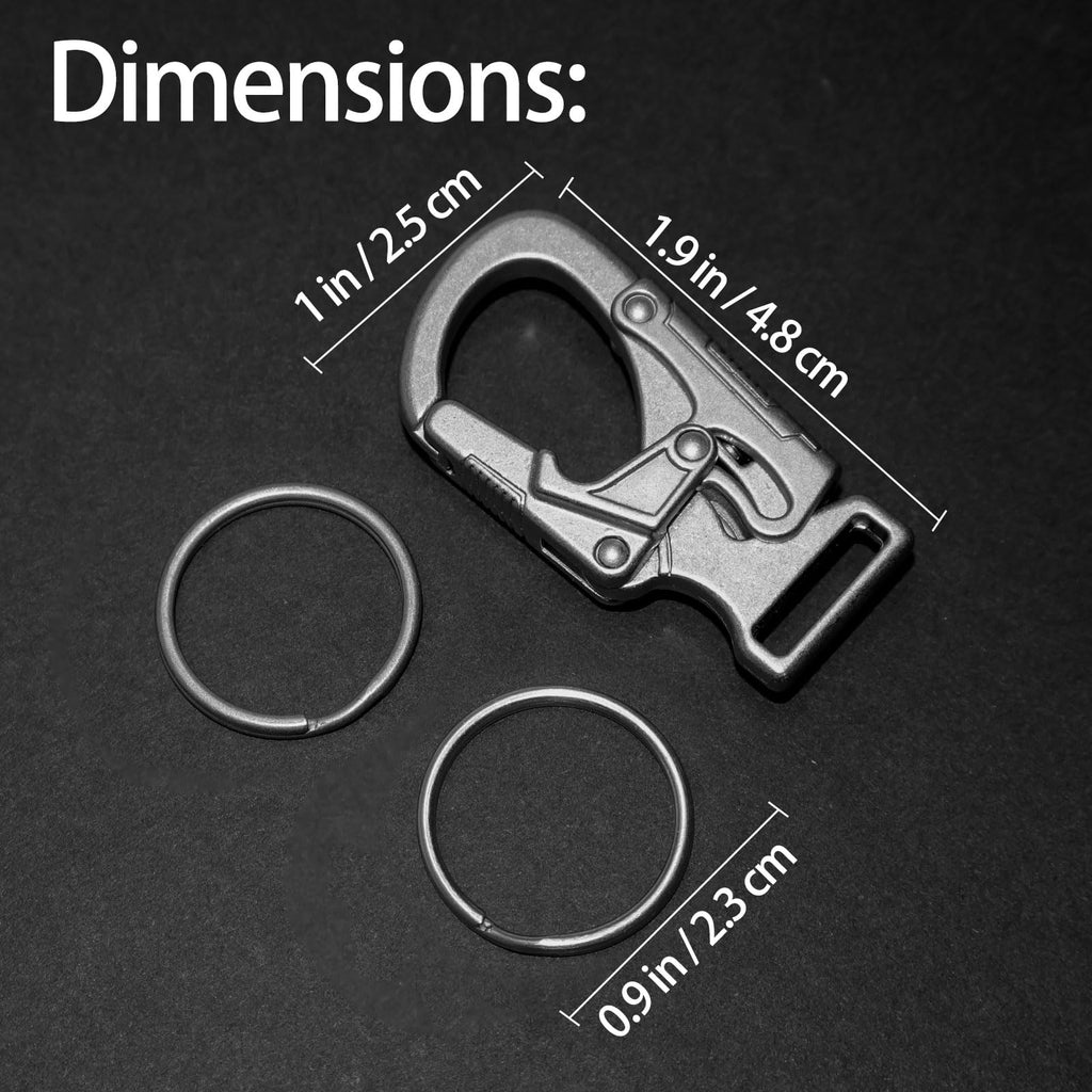 Ahiller 1.9 Carabiner Keychain Clip, Rugged Alloy Double Lock Design With 2 Small Key Rings - Multi Tool Outdoor Hooks, Camping