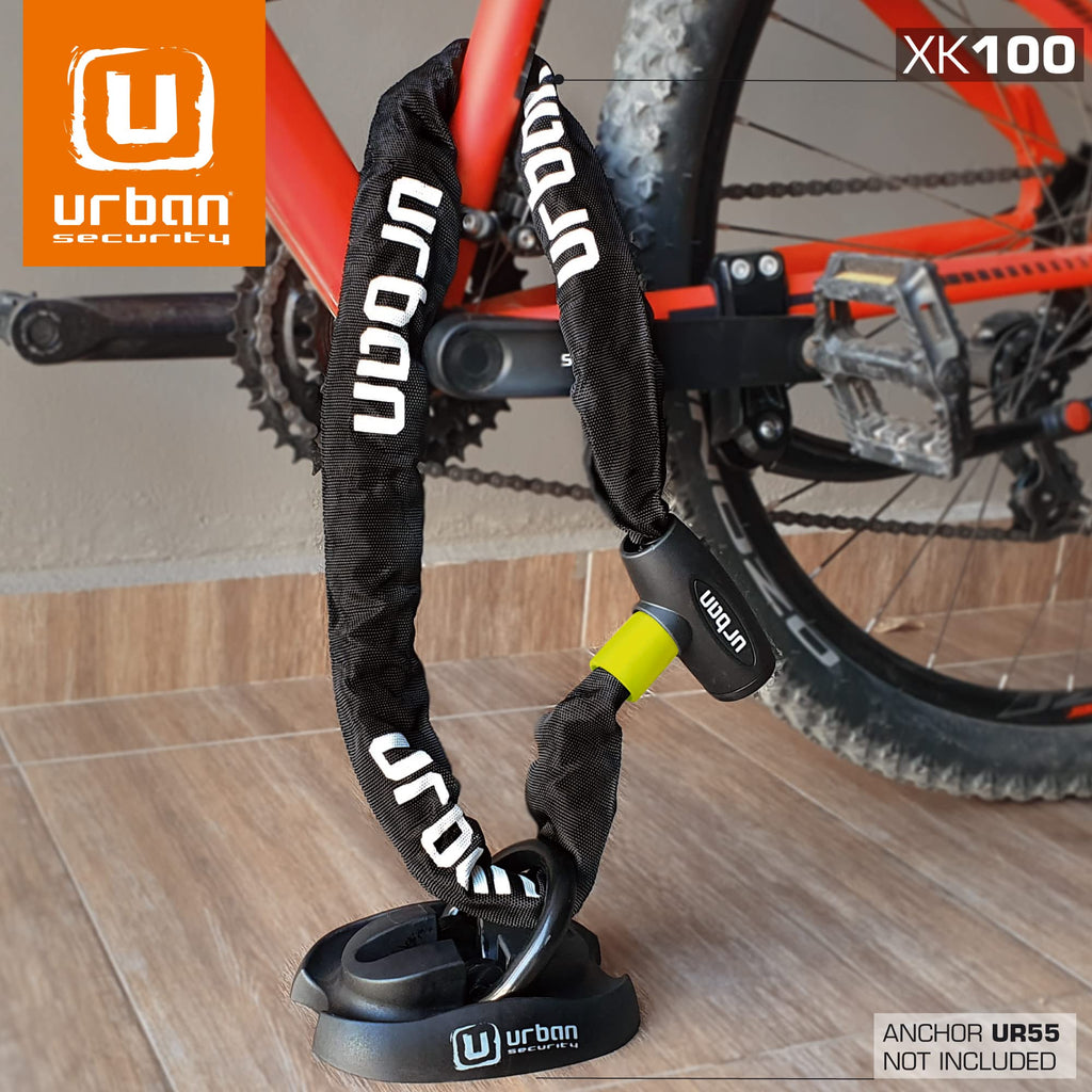 Urban Xk120 Bike Chain Lock, Anti-Theft Chain With Key, Motorcycle, Scooter And Bicycle Security Lock, Hardened Steel, 120 Cm, L