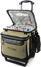 Arctic Zone Titan Deep Freeze 60 (50+10) Can Collapsible Rolling Cooler With Wheels And All-Terrain Cart, Moss