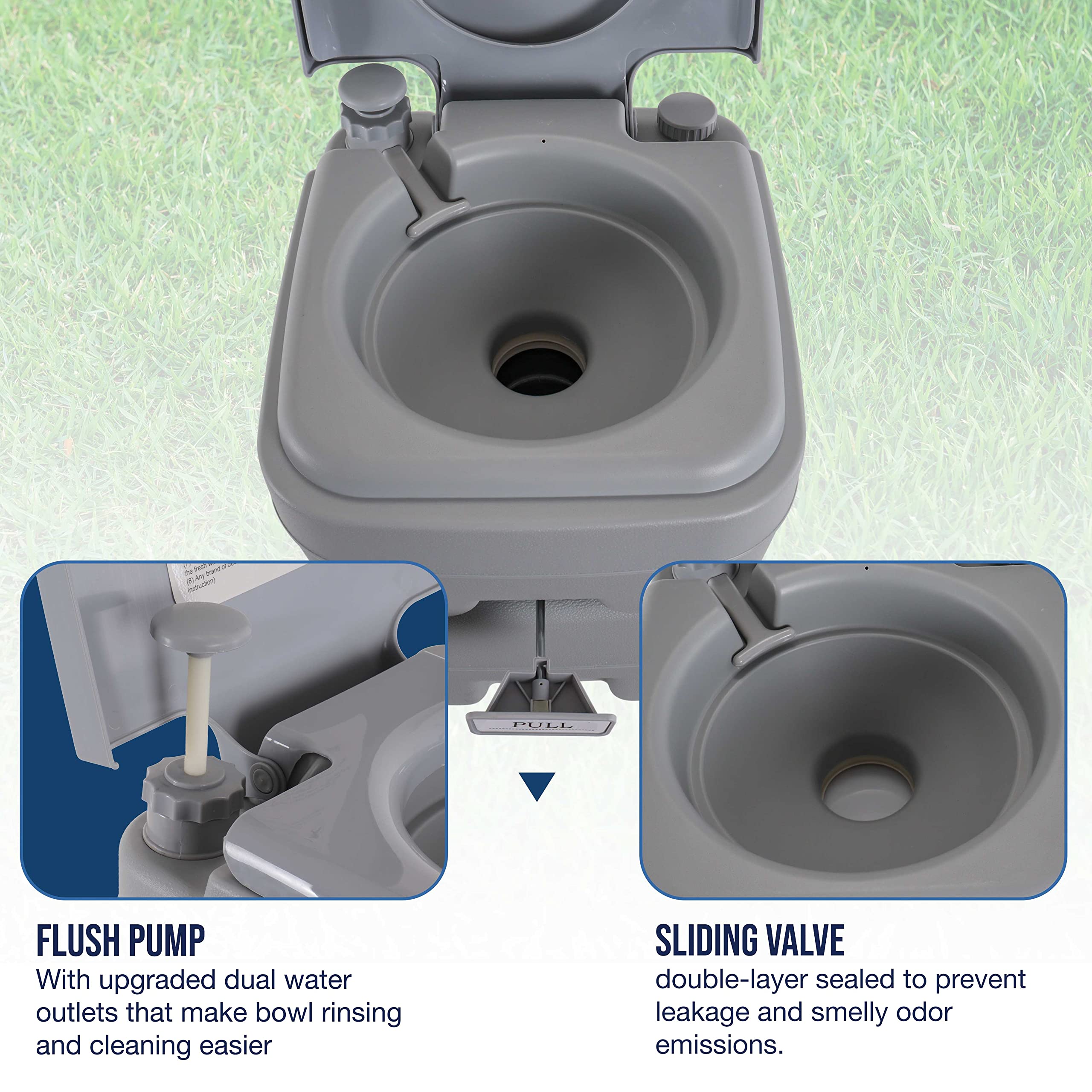U.S. Camping Supply Portable Toilet With Carry Bag, 5.3 Gallon Waste Tank - Compact Indoor Outdoor Dual Outlet Commode - Travel,