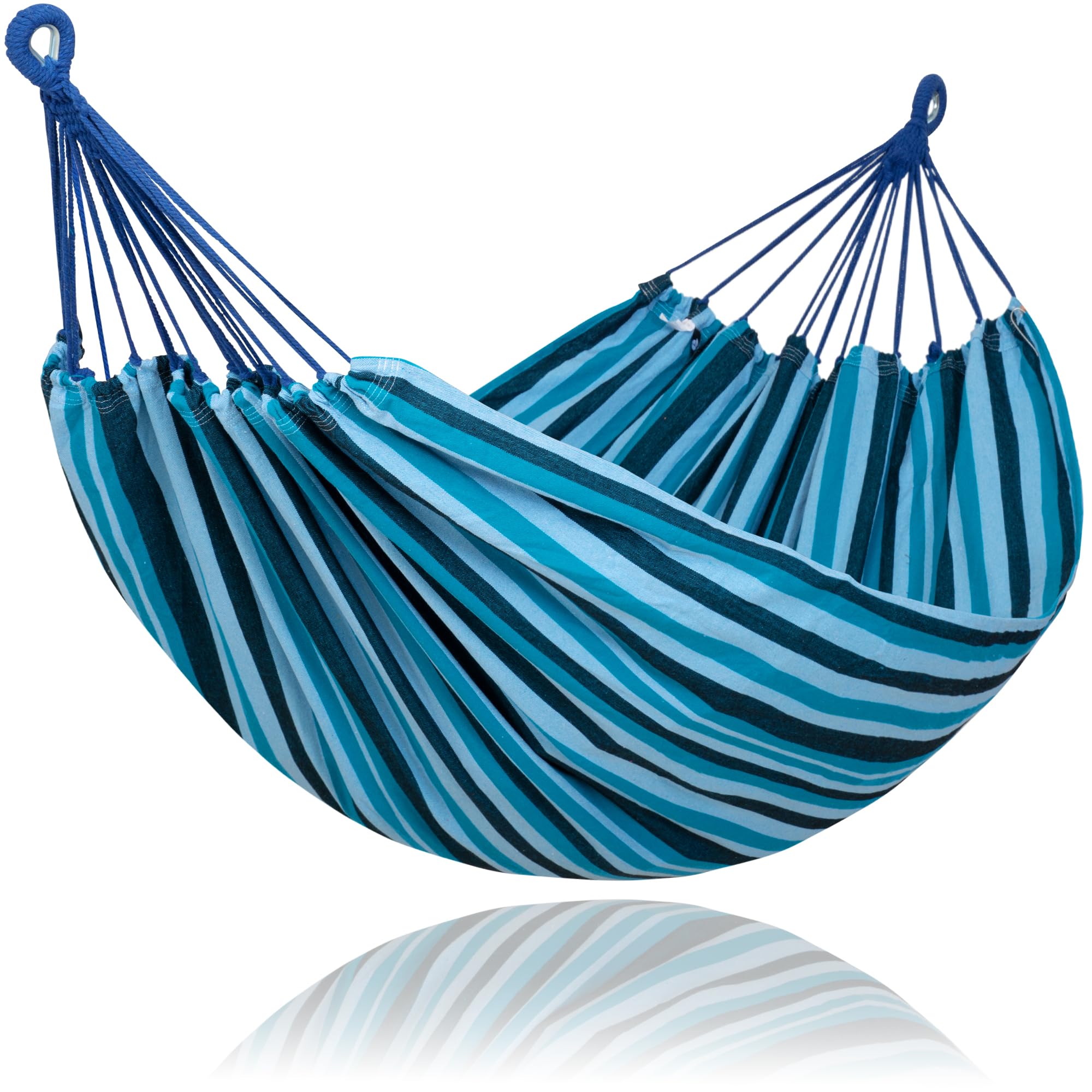Suncreat Hammocks Outdoor Camping Double Hammock, Extra Large 2 Person Hammock For Camping, Blue Stripes