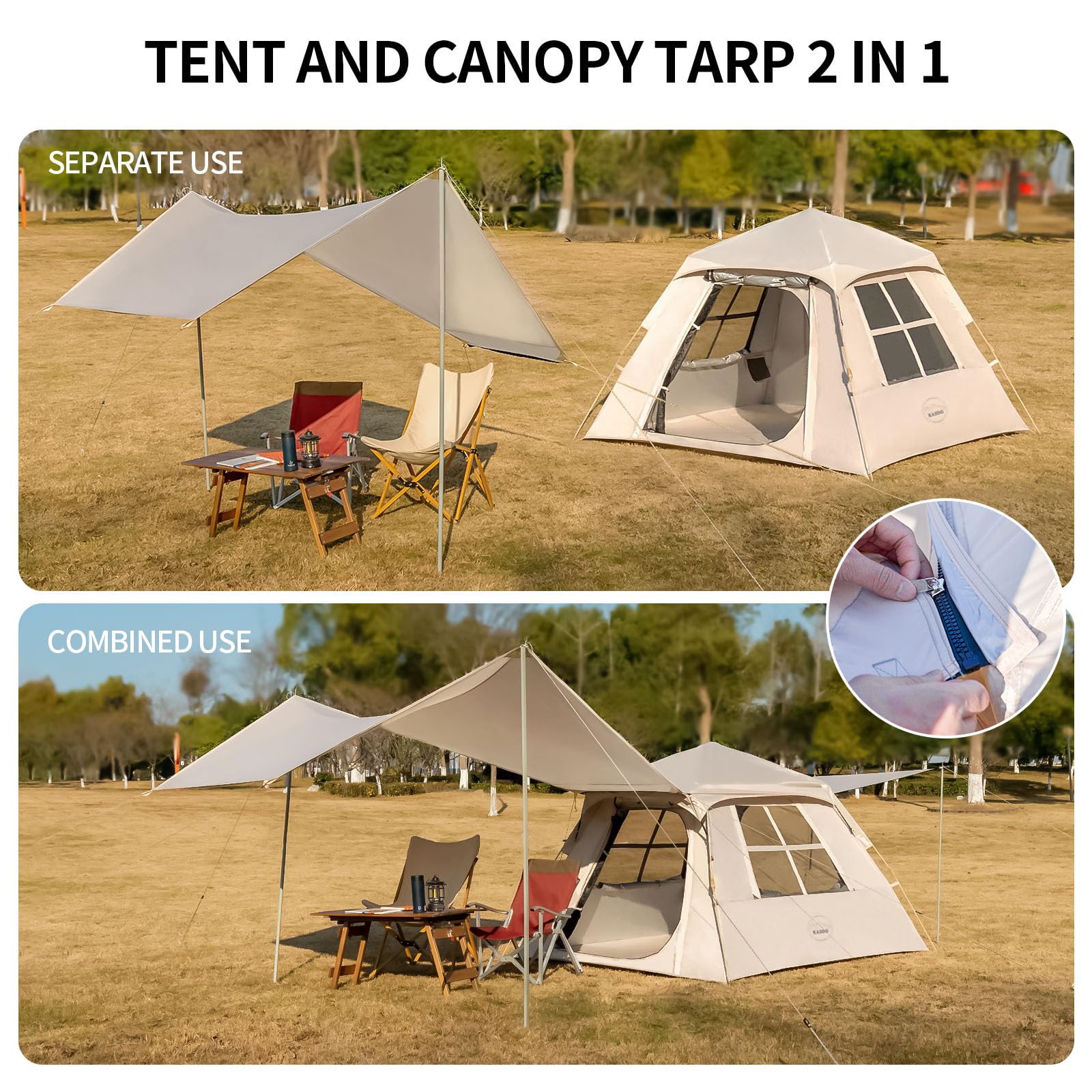 Kazoo Instant Camping Tent (2P Khaki)