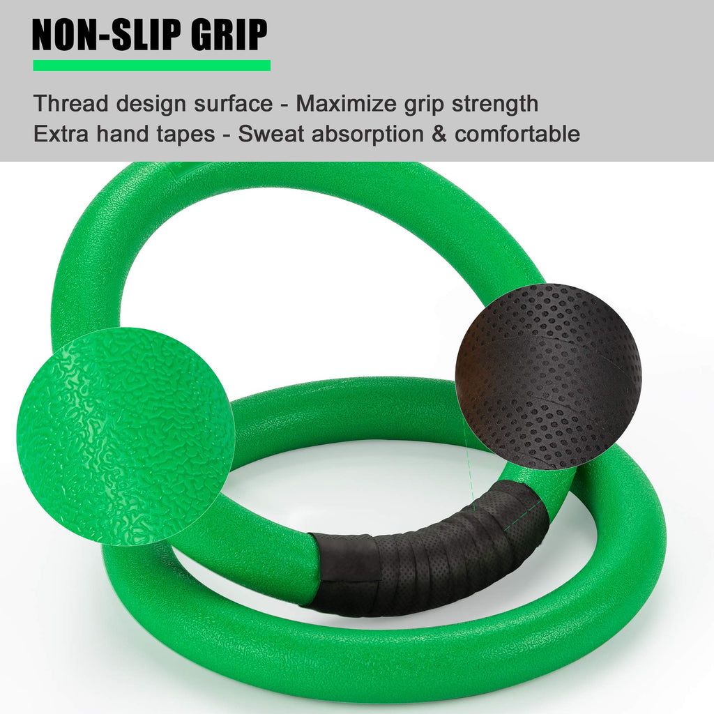 Pacearth Gymnastic Rings Green/Grey/Black/Orange/Red 1100Lbs Capacity With 14.76Ft Adjustable Buckle Straps Pull Up Exercise Rin