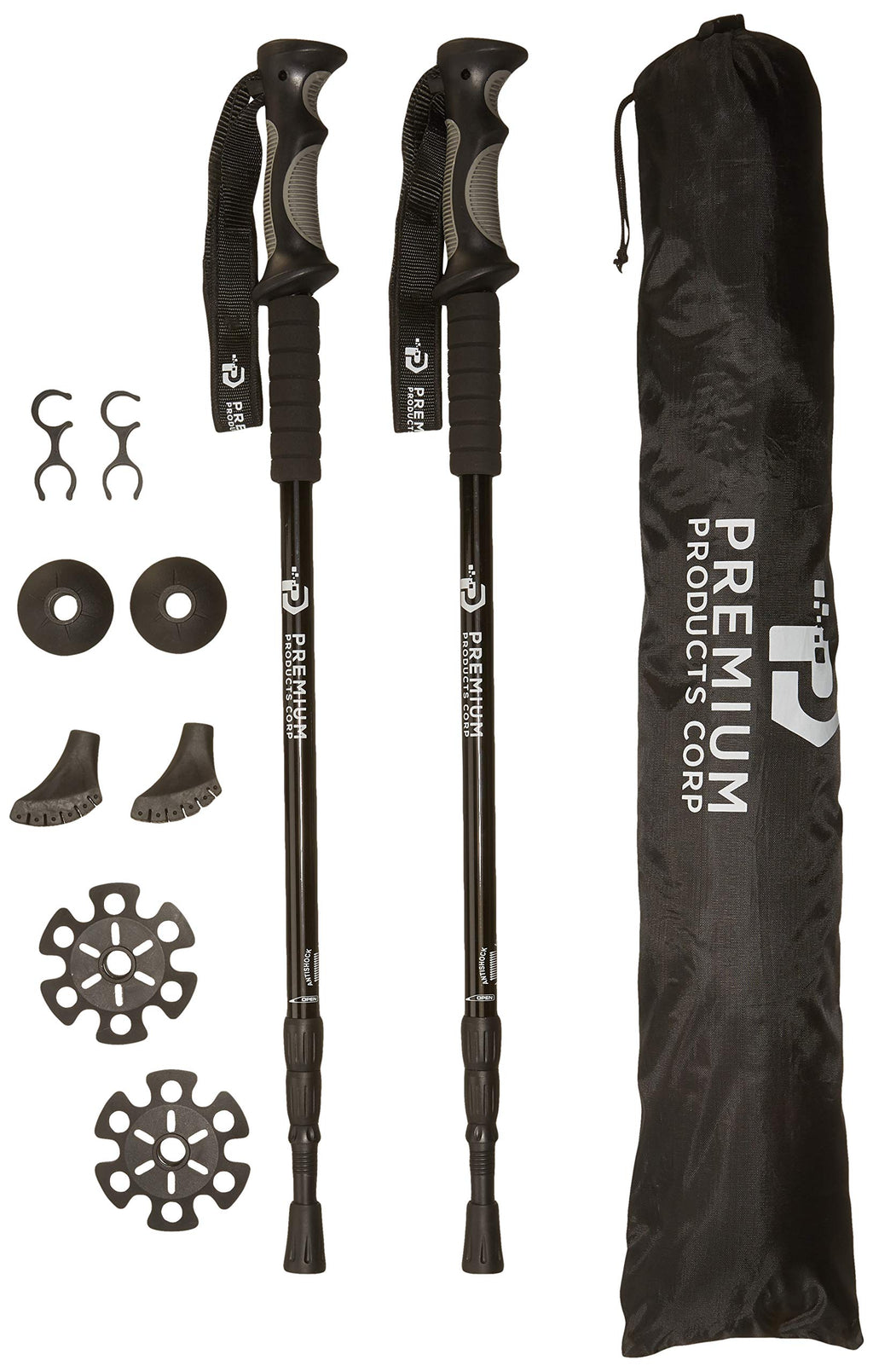 Trekking Poles - Collapsible Anti Shock Light Weight Aluminum For Hiking/Walking -Free Carry Bag With 4 Different Trekking Pole 