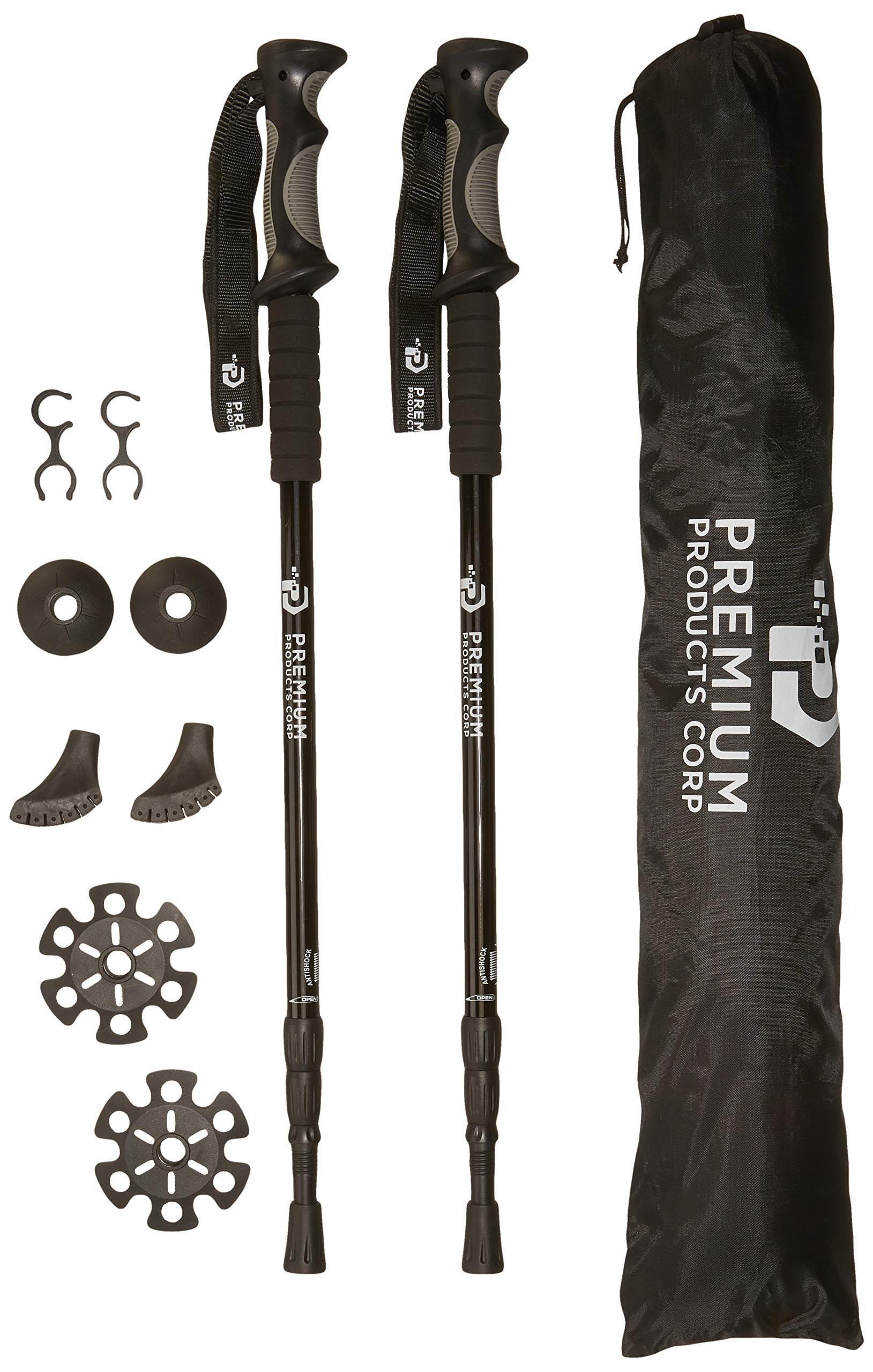 Trekking Poles - Collapsible Anti Shock Light Weight Aluminum For Hiking/Walking -Free Carry Bag With 4 Different Trekking Pole 