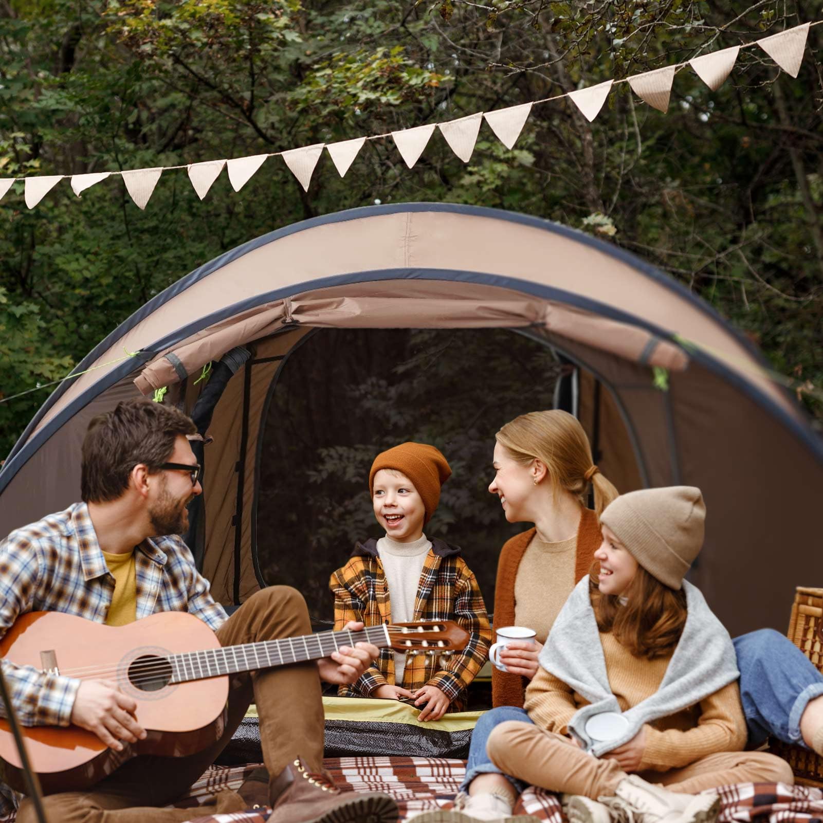 Hui Lingyang 4 Person Easy Pop Up Tent, 9.5X6.6X52'', Waterproof Automatic Setup, 2 Doors-Instant Family Tents For Hiking, Campi