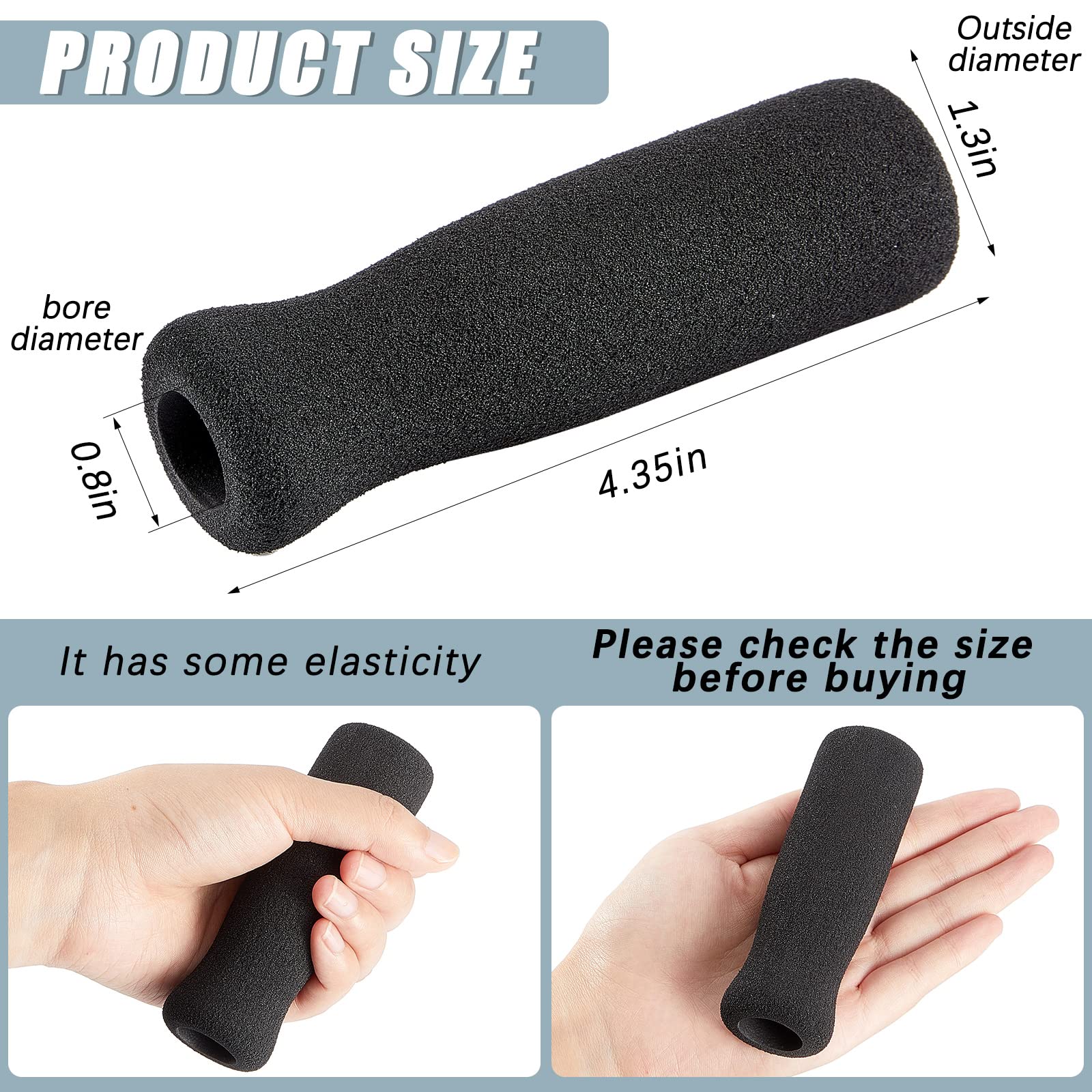 Timtin Foam Cane Handle Grip Replacement Offset Walking Hand Foam Handle For Bicycle Handlebars 4.53 X 0.98 X 0.98 Inch, Black(2