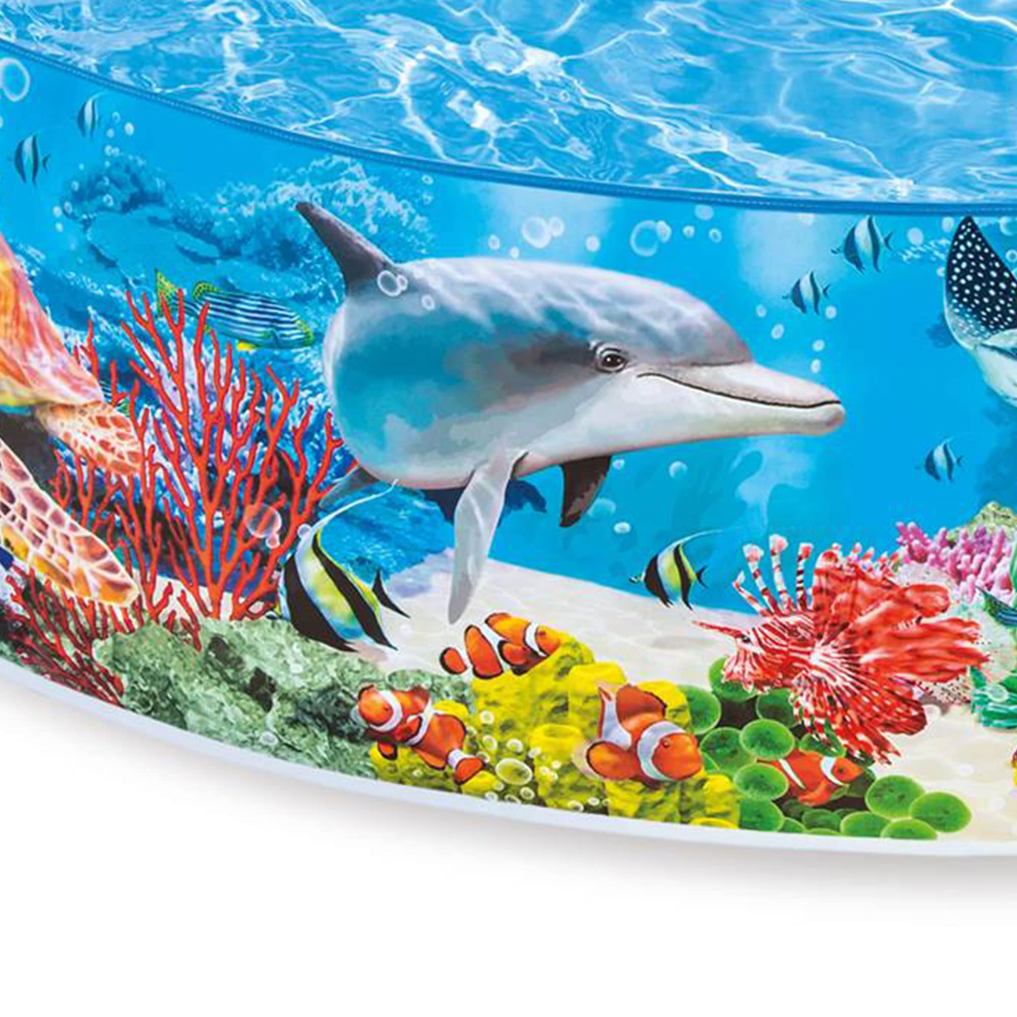 Intex Deep Sea Blue 8 Feet X 18 Inch Snapset Instant Round Plastic Above Ground Swimming Kiddie Pool For Ages 3 Years And Up, Bl