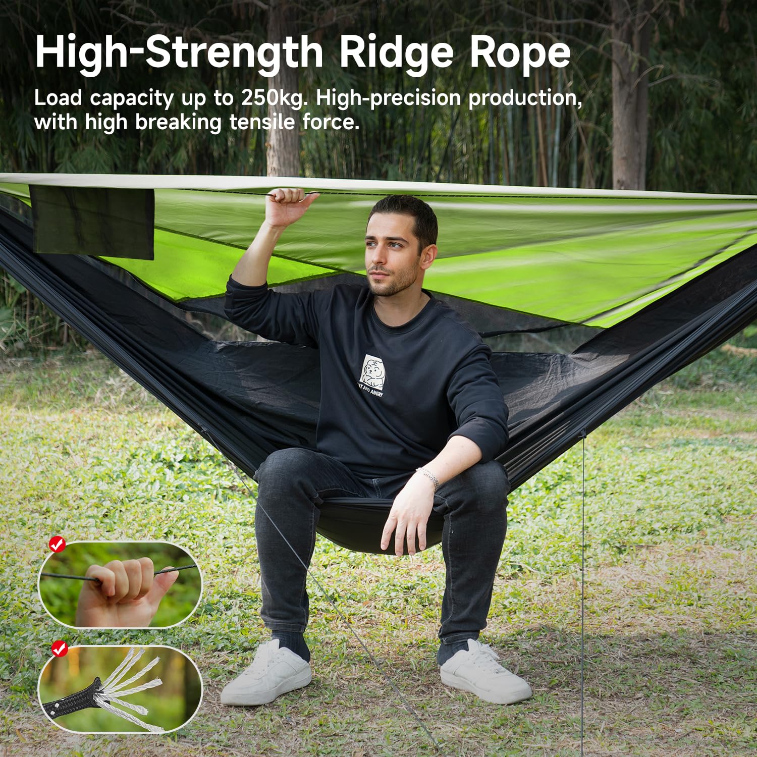 Travel Bird Camping Hammock With Mosquito Net And Sunshade, Backpacking Hammock With Ridge Rope Tree Straps, Lightweight Portabl