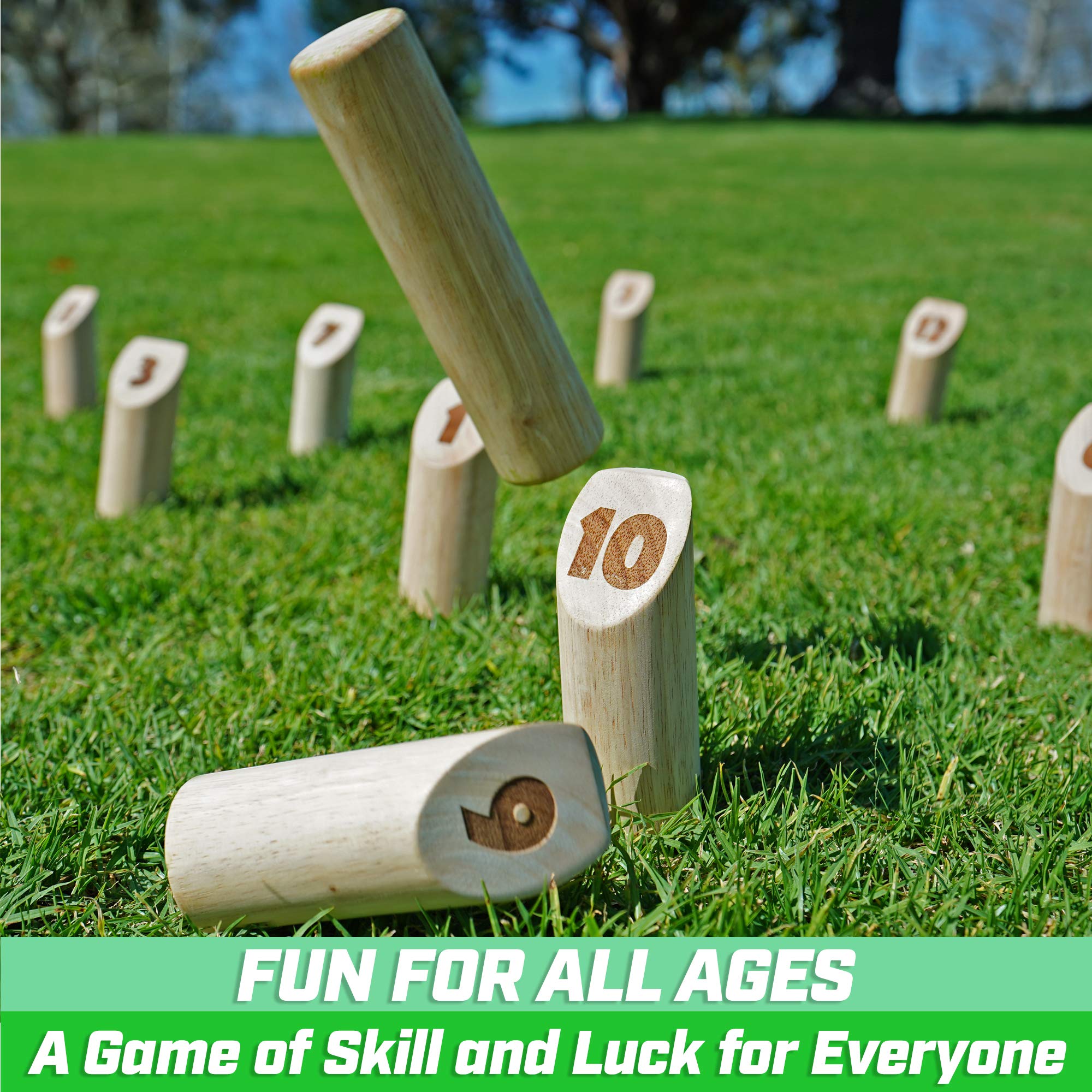 Gosports Skittle Scatter Numbered Block Toss Game With Scoreboard And Tote Bag - Fun Outdoor Game For All Ages