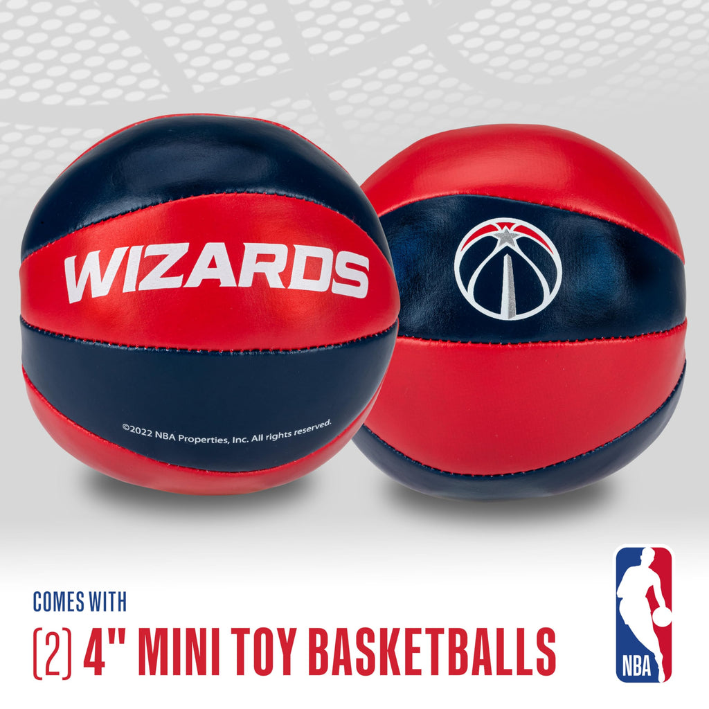 Franklin Sports Nba Washington Wizards Toy Basketballs - 2 Pack Of Kids Soft Mini Basketballs For Over The Door + Indoor Hoops -