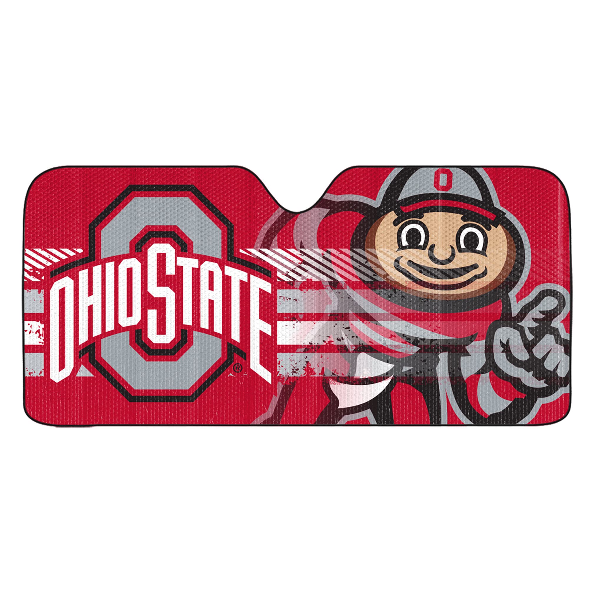 FANMATS 60020 NCAA Ohio State Buckeyes Windshield Sun Auto Shade, Sun Shield Sun Visor | Accordion tri-fold for Storage | 59 x 2