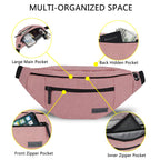 Large Pink Fanny Pack Cross Body Belt Bag With 4-Zipper Pockets Adjustable Straps Waist For Women Girl,Gifts For Enjoy Festival